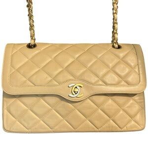 CHANEL Beige Quilted Shoulder Bag